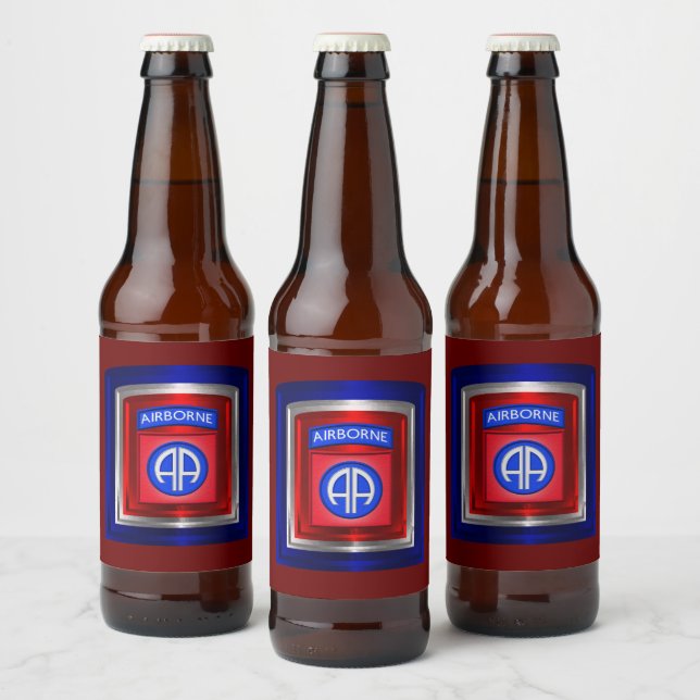 82nd Airborne Division Proud Veteran Beer Bottle Label (Bottles)