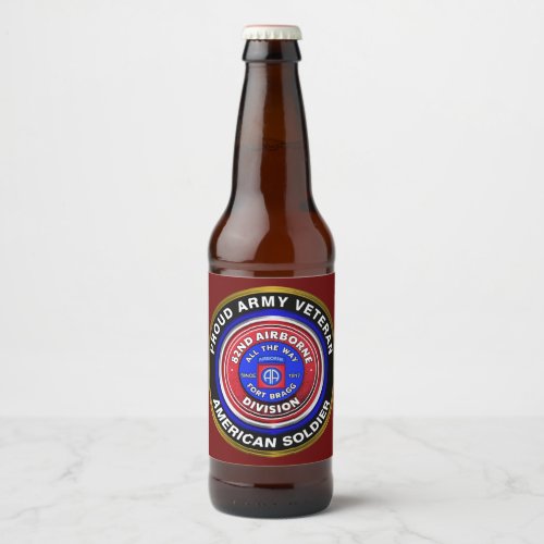 82nd Airborne Division Proud Veteran Beer Bottle Label