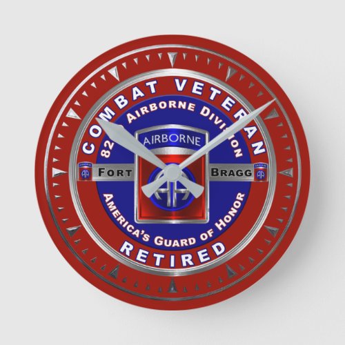 82nd Airborne Division Retired Combat Veteran Round Clock