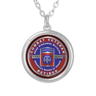 82nd Airborne Division Retired Silver Plated Necklace
