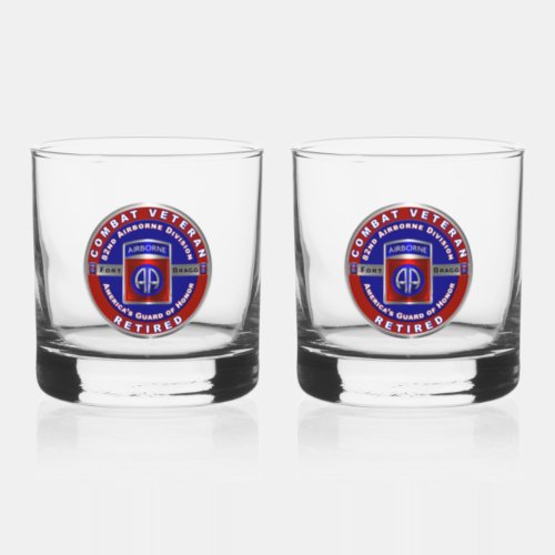 82nd Airborne Division Retired  Whiskey Glass
