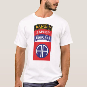 82nd Airborne Division Sapper Ranger Service Badge T-Shirt