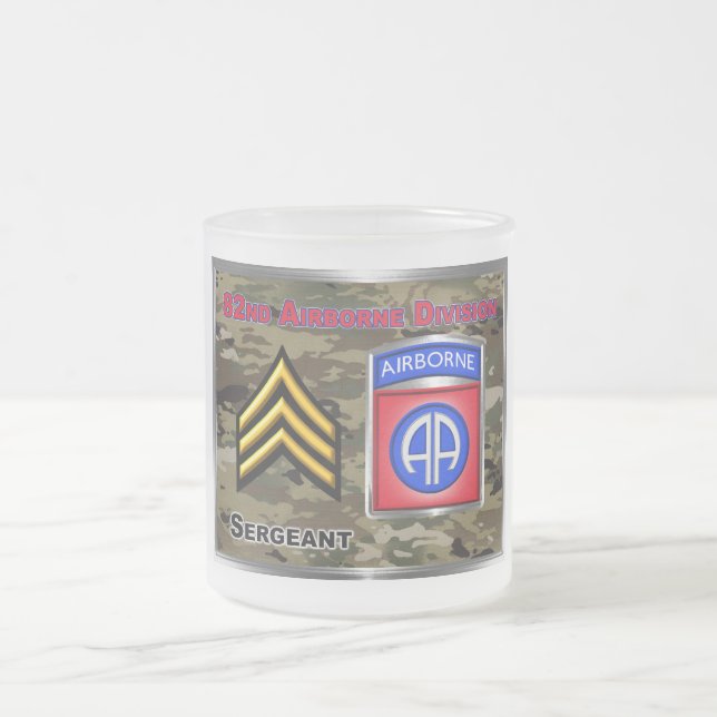 82nd Airborne Division Sergeant Frosted Glass Coffee Mug (Center)