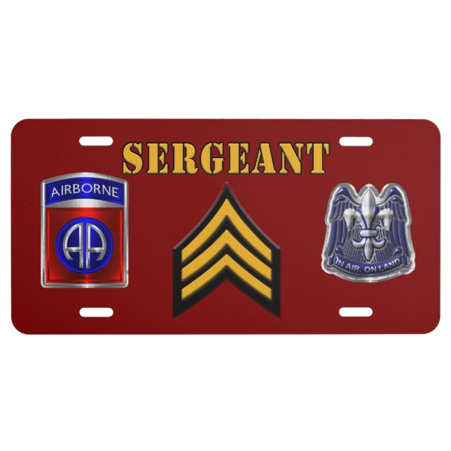 82nd Airborne Division Sergeant License Plate (Front)