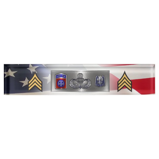 82nd Airborne Division Sergeant SGT Desk Name Plate (Front)