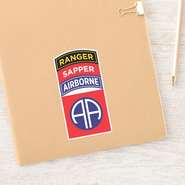 82nd Airborne Division Service Badge Sapper Ranger Sticker (Notebook)