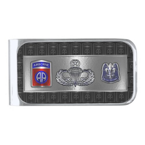 82nd Airborne Division    Silver Finish Money Clip