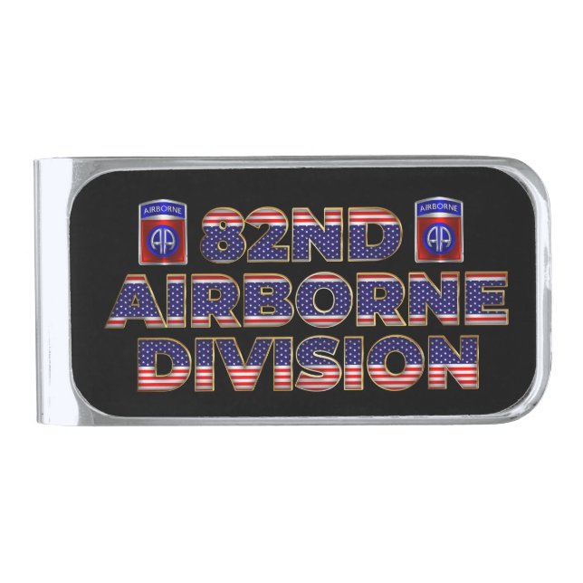 82nd Airborne Division  Silver Finish Money Clip (Front)