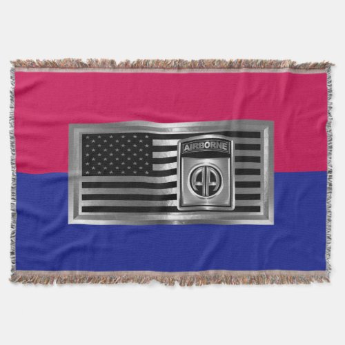 82nd Airborne Division Silver Flag Design Throw Blanket