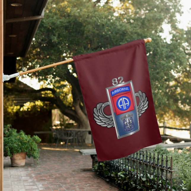82nd Airborne Division Silver Framed  House Flag (In SItu)
