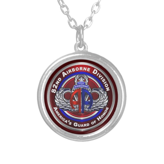 82nd Airborne Division  Silver Plated Necklace (Front)