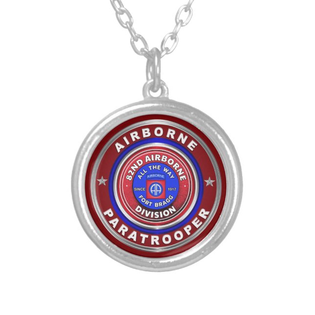 82nd Airborne Division  Silver Plated Necklace (Front)