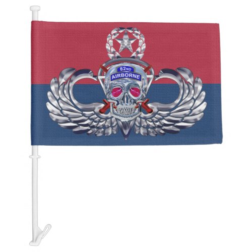 82nd Airborne Division Silver Skull Div Colors Car Flag