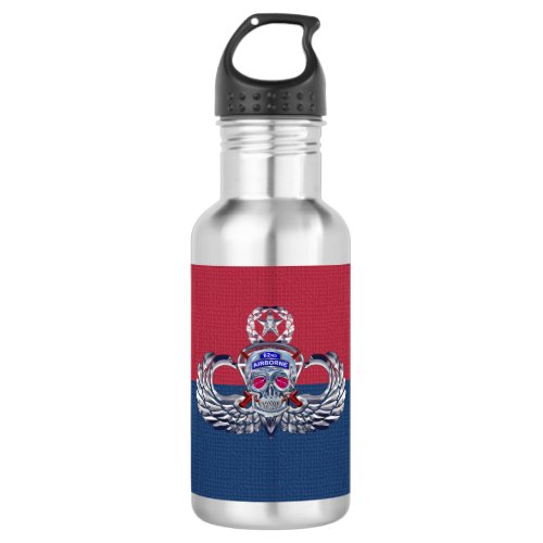 82nd Airborne Division Silver Skull Div Colors Stainless Steel Water Bottle