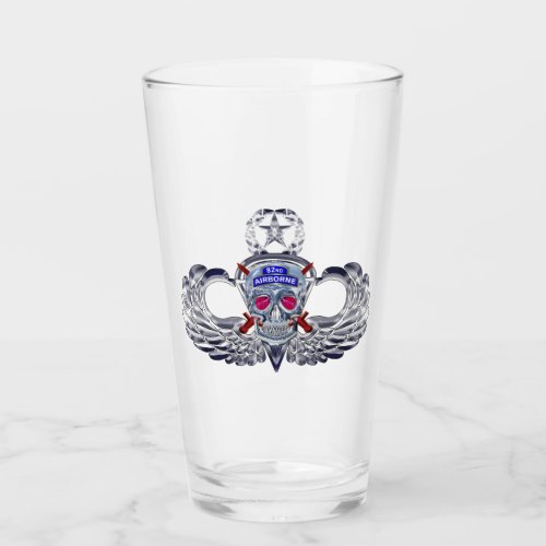 82nd Airborne Division Silver Skull Jump Wings Glass