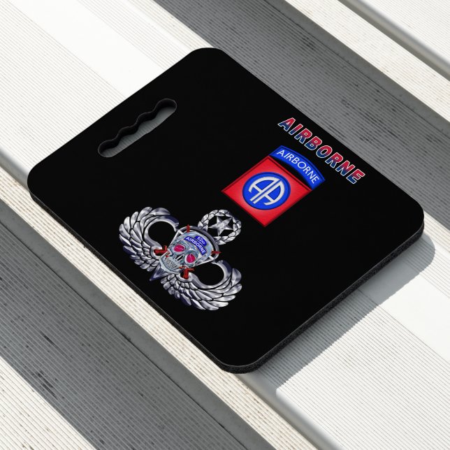 82nd Airborne Division Silver Skull Jump Wings Seat Cushion (In Situ)