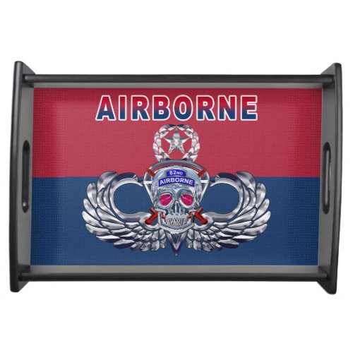 82nd Airborne Division Silver Skull Jump Wings Serving Tray