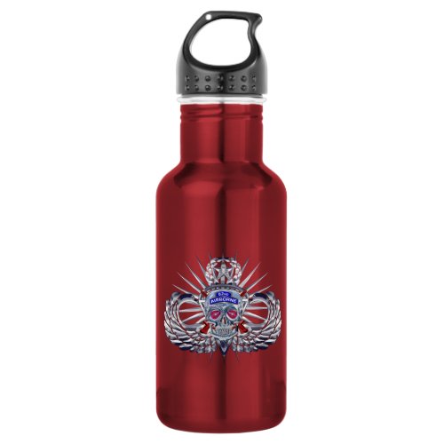 82nd Airborne Division Silver Skull Red Bottle