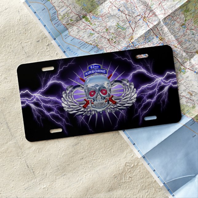 82nd Airborne Division SKULL License Plate (In Situ)