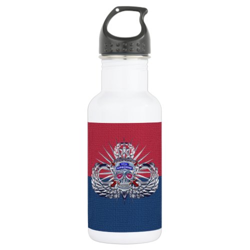 82nd Airborne Division Spiked Skull Div Colors Stainless Steel Water Bottle