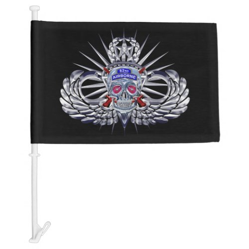 82nd Airborne Division Spiked Skull Jump Wings Car Flag