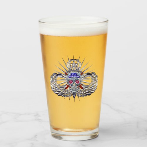 82nd Airborne Division Spiked Skull Jump Wings Glass