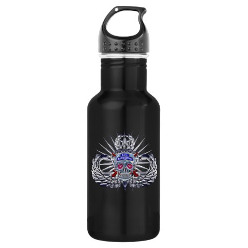 82nd Airborne Division Spiked Skull Jump Wings Stainless Steel Water Bottle