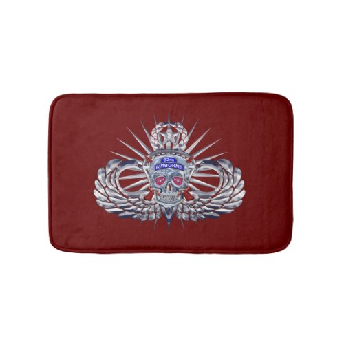 82nd Airborne Division Spiked Skull Maroon Bath Mat