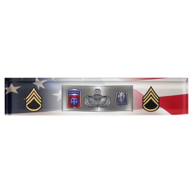 82nd Airborne Division Staff Sergeant SSG Desk Name Plate (Front)