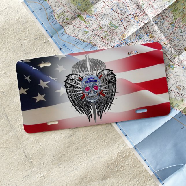 82nd Airborne Division “Steel Skull” License Plate (In Situ)