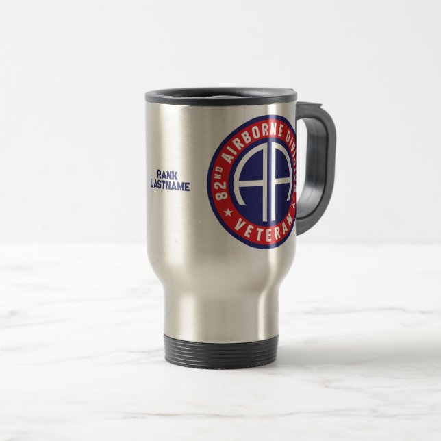 82nd Airborne Division "Veteran" Custom Travel Mug (Front Right)