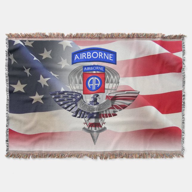 82nd Airborne Division Veteran Eagle Throw Blanket (Front)