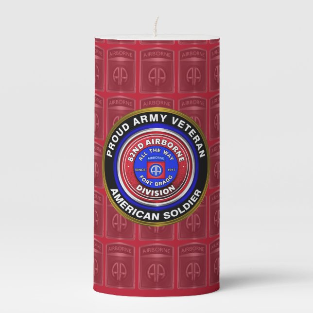 82nd Airborne Division Veteran  Pillar Candle (Front)