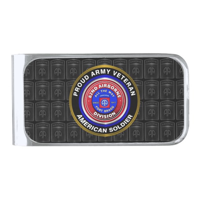 82nd Airborne Division Veteran Silver Finish Money Clip (Front)