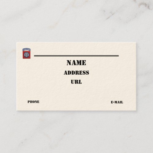 82nd Airborne Division vets patch business Card