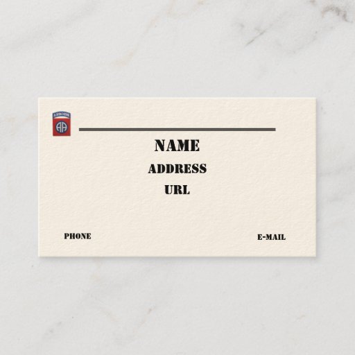 Customizable 82nd Airborne Division vets patch business Card