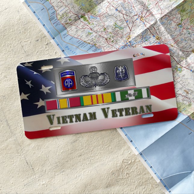 82nd Airborne Division Vietnam Veteran  License Plate (In Situ)