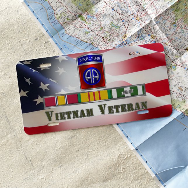 82nd Airborne Division Vietnam Veteran  License Plate (In Situ)
