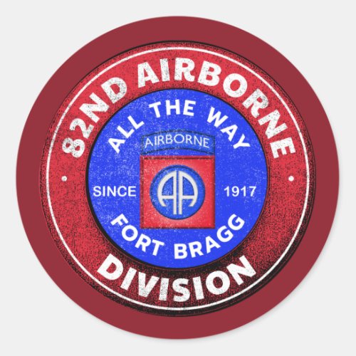 82nd Airborne Division Vintage Design Classic Round Sticker