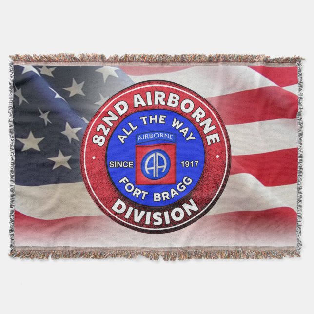 82nd Airborne Division Vintage Design Throw Blanket (Front)
