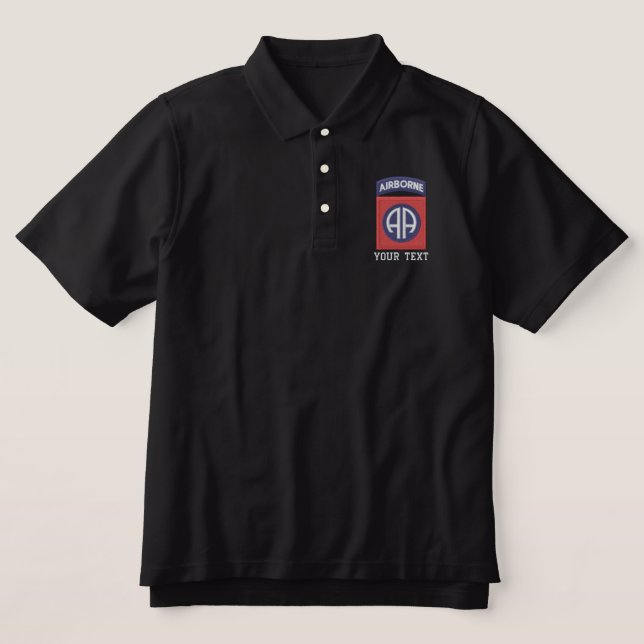 82nd Airborne Embroidered Polo Shirt (Design Front)