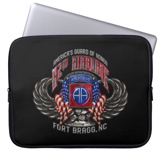 82nd Airborne Fort Bragg Black 15" Laptop Sleeve (Front)