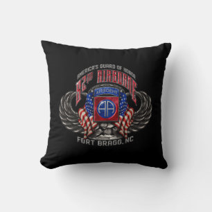 82nd Airborne Fort Bragg Black Throw Pillow