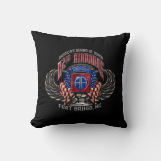 82nd Airborne Fort Bragg Black Throw Pillow