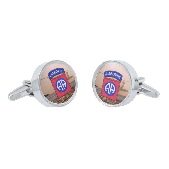82nd airborne fort bragg veterans vets patch cufflinks (Angled)