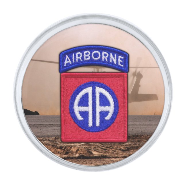 82nd airborne fort bragg vets veterans patch silver finish lapel pin (Front)