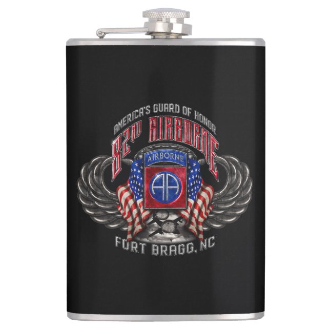 82nd Airborne Fort Bragg Vinyl Wrapped Flask (Front)