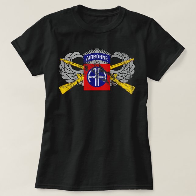 82nd Airborne Infantry Rifles and Parachutist Wing T-Shirt (Design Front)