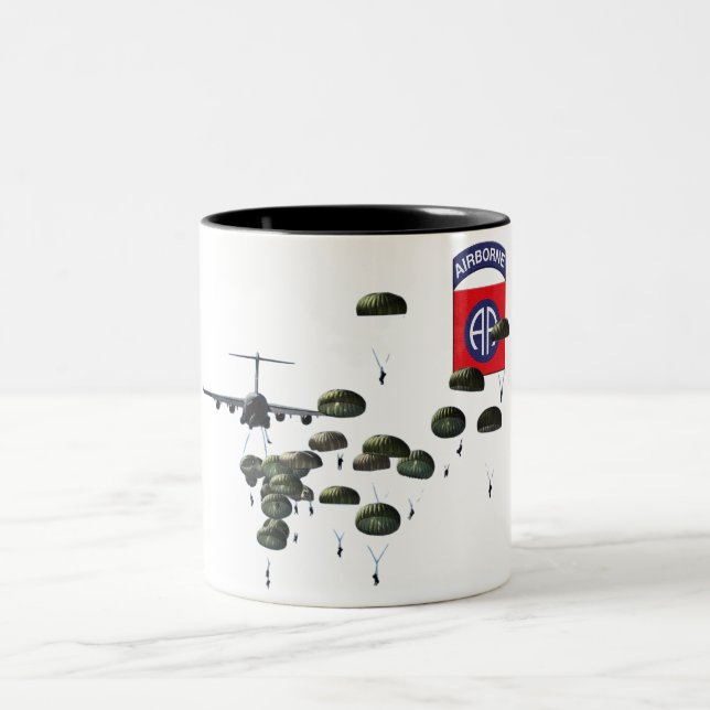 82nd Airborne Jumping Paratroopers  Two-Tone Coffee Mug (Center)
