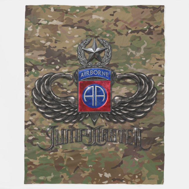 82nd Airborne Jumpmaster Camo Fleece Blanket (Front)